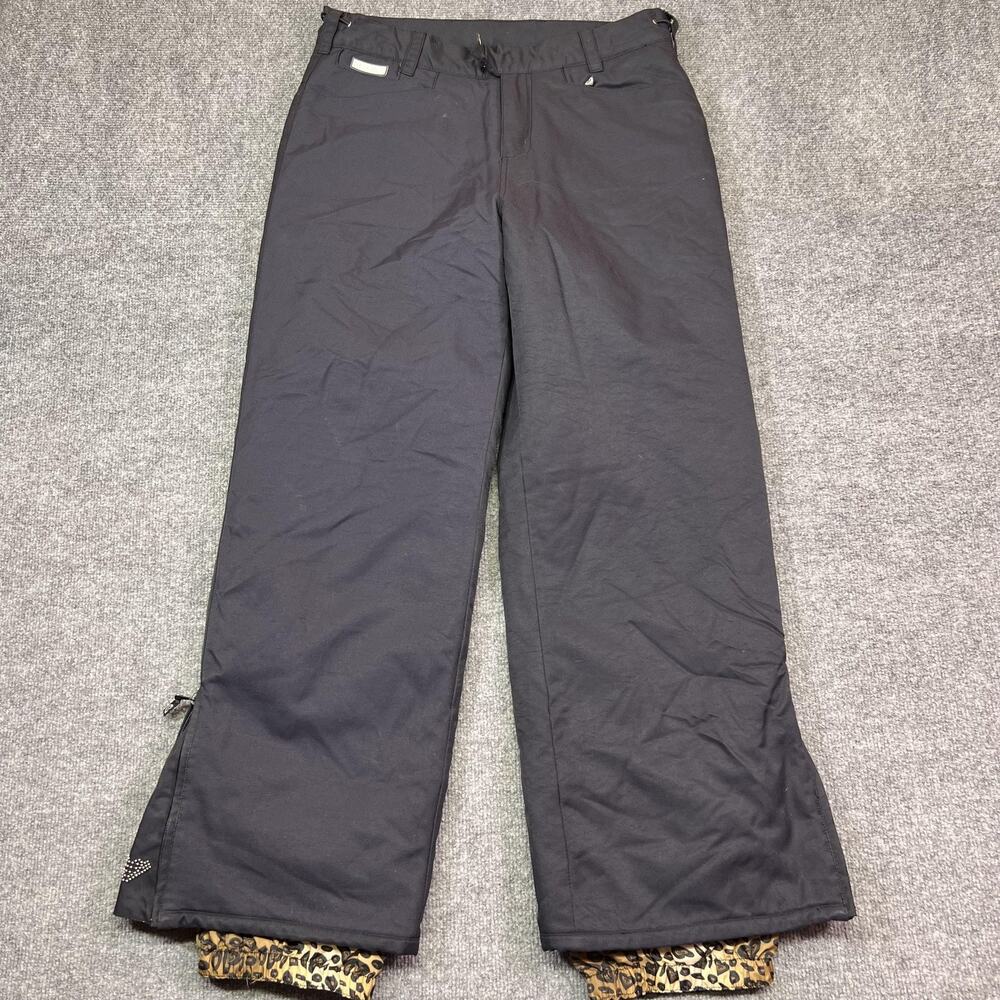 Roxy Snow Pants Womens M Black Leopard Lining Insulated Ski Snowboard Warm